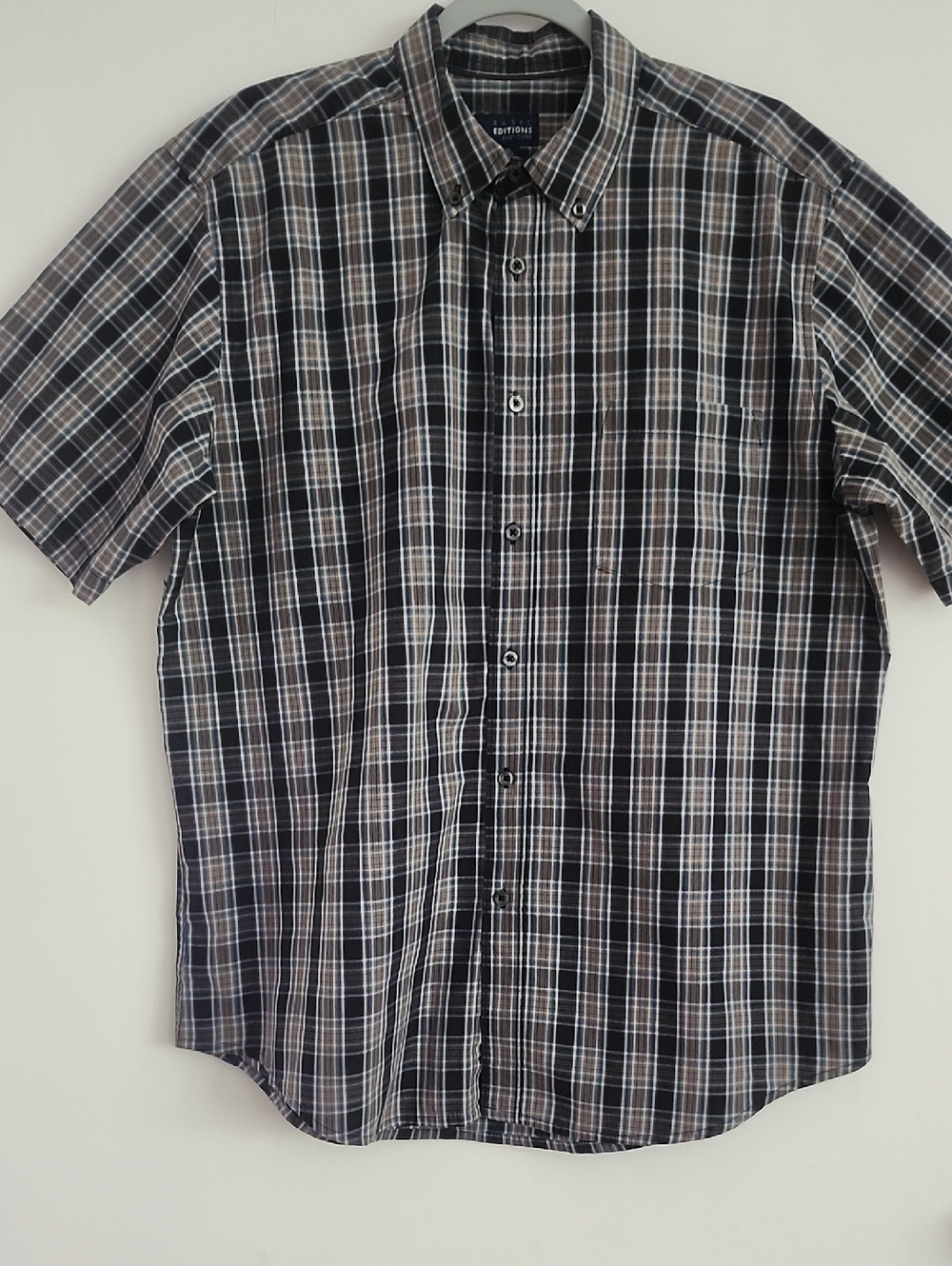 Basic Editions Men's Black and Tan Plaid Shirt